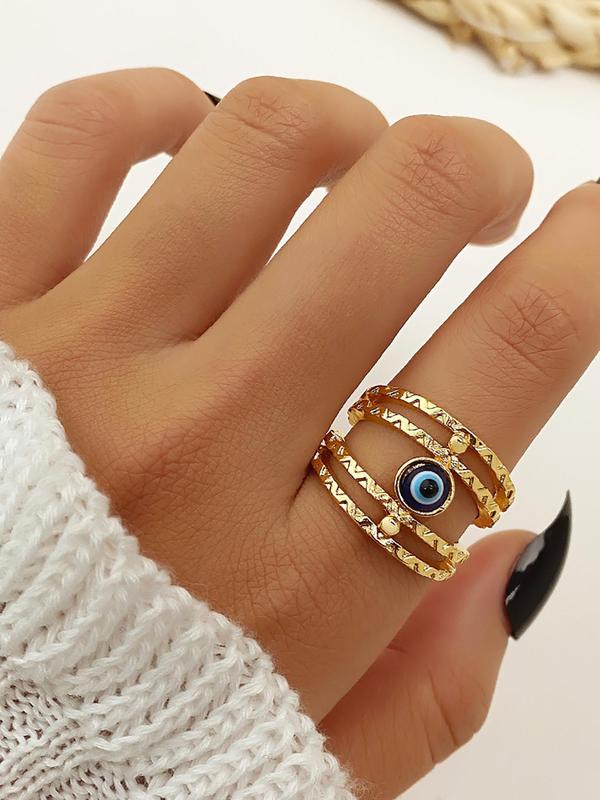 Vintage Hollow out Eye Design Alloy Ring for Women, Fashion Jewelry for Party, Daily Clothing Decor, Trendy All-match & Exquisite Jewelry for Birthday Gift