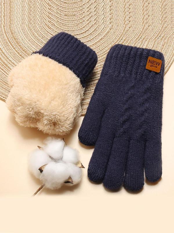 Unisex Casual Cartoon Face Pattern Gloves, New Style Double Thick Fluffy Warm Gloves for Fall & Winter, Fashion Accessories for Men & Women