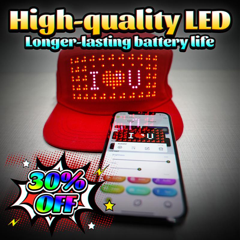 Second Generation Upgraded LED Hat,  Bigger Screen, Limited Time 41% Off! Full Color Display, Ultra-long Battery Life!Perfect for concerts, carnivals, bars, clubs, electric glow runs,  party.