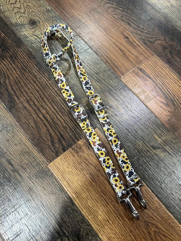 Cowhide and Sunflower Print Nylon One Ear Headstall