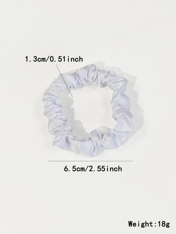 10pcs Solid Color Ruched Satin Scrunchie, Simple Casual Hair Tie for Women, Minimalist Ponytail Holder for Daily Used