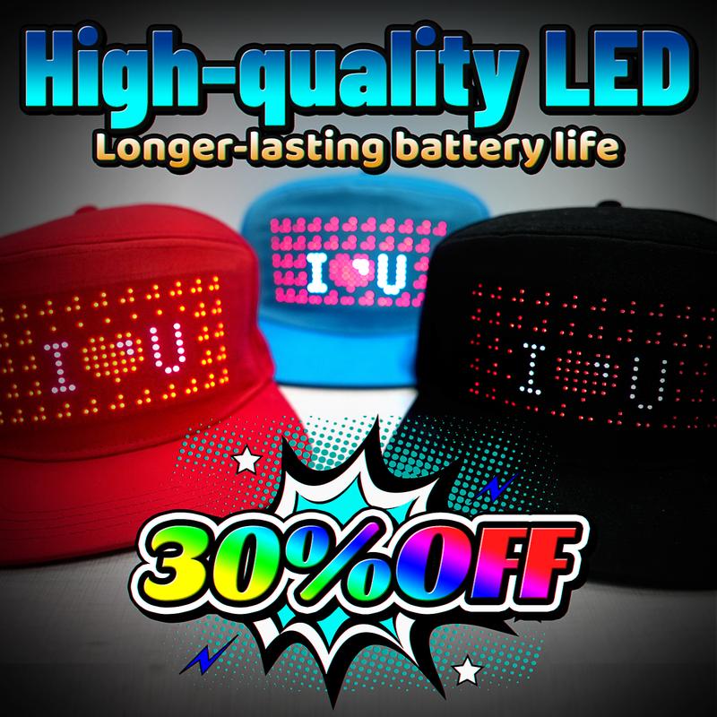 Second Generation Upgraded LED Hat,  Bigger Screen, Limited Time 41% Off! Full Color Display, Ultra-long Battery Life!Perfect for concerts, carnivals, bars, clubs, electric glow runs,  party.