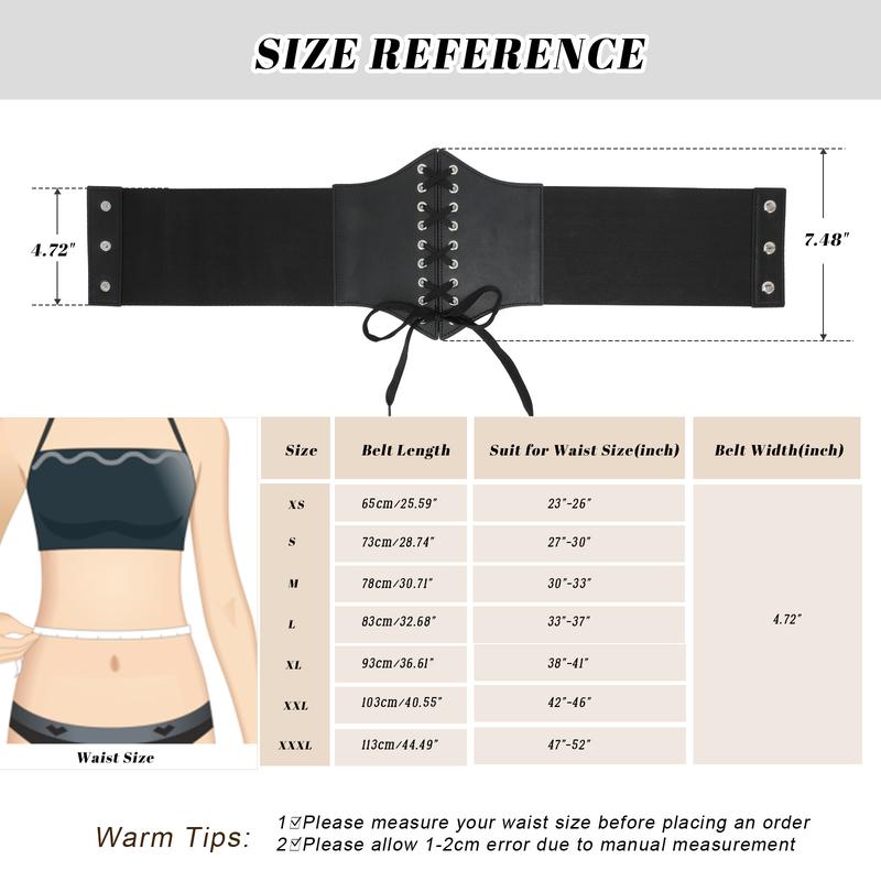 JASGOOD Christmas Women Lace-up Tied Waspie Corset Belts Wide Elastic Waist Belt for Women