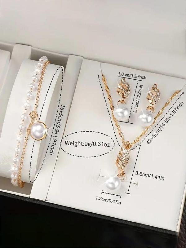 Women's Elegant Fashion Watch & Jewelry Set, Including Round Dial Watch & Bracelet & Necklace & Earrings, Trendy All-match & Exquisite Watch Set for Birthday Gift without Box