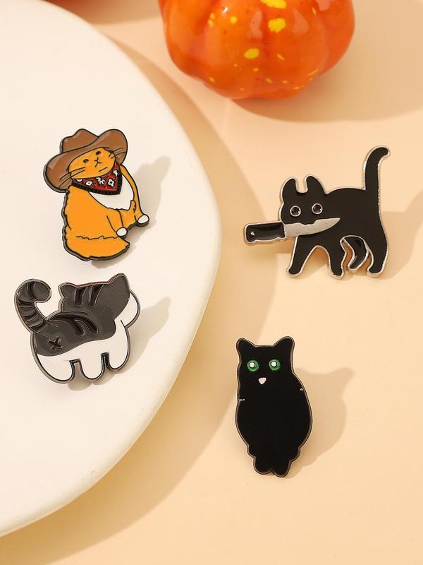 Cute Cartoon Cat Design Brooch, Enamel Pin Suitable for Backpacks, Jeans, Scarves, Hats Decoration, Trendy All-match & Exquisite Brooch for Birthday Gift