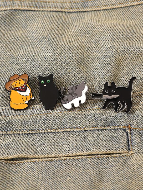 Cute Cartoon Cat Design Brooch, Enamel Pin Suitable for Backpacks, Jeans, Scarves, Hats Decoration, Trendy All-match & Exquisite Brooch for Birthday Gift