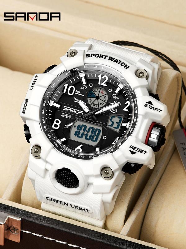 Men's Sportive Digital Watch, Fashionable Digital Watch with Luminous Dial & Alarm Mode, Trendy Watch with Digital Display for Men for Birthday Gift