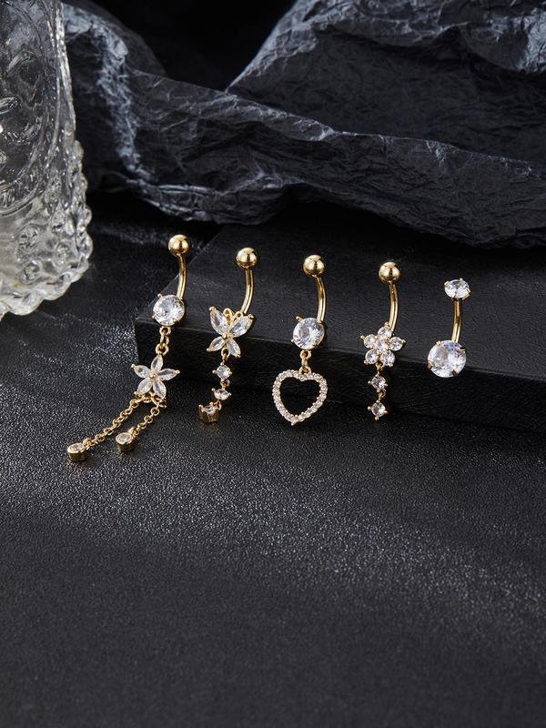 Women's Elegant Rhinestone Decorated Belly Rings, Fashion Jewelry for Party, Daily Clothing Decor, Trendy All-match & Exquisite Jewelry for Birthday Gift