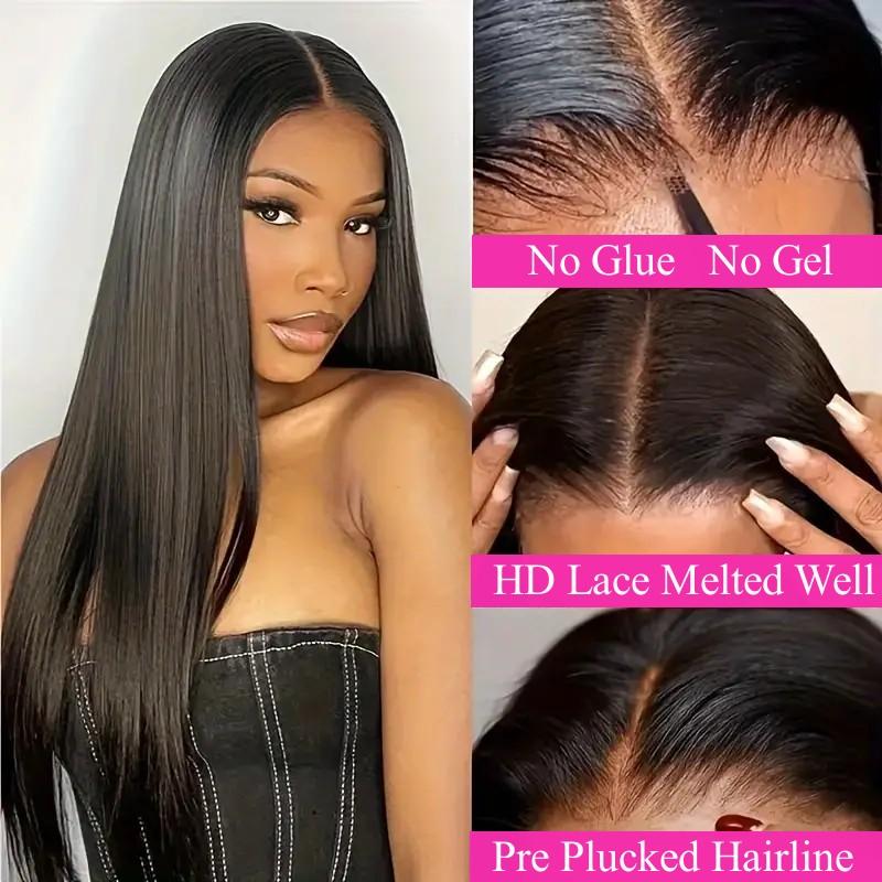 Brazilian Human Hair Wig Straight Glueless Wig Wear and Go 5x5 6x4 HD Transparent Lace Closure Wigs Pre Cut Lace Wig Bling Hair On Sale 180% Density