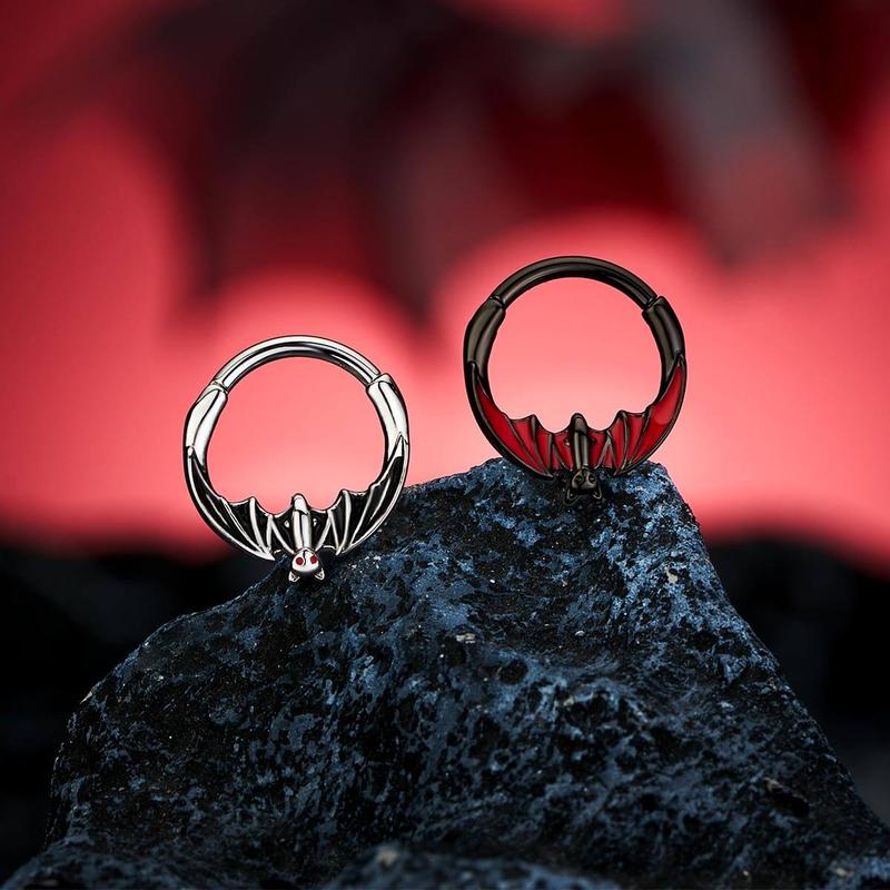 Oufer 16G Hanged Bat Septum Ring - Gothic Jewelry