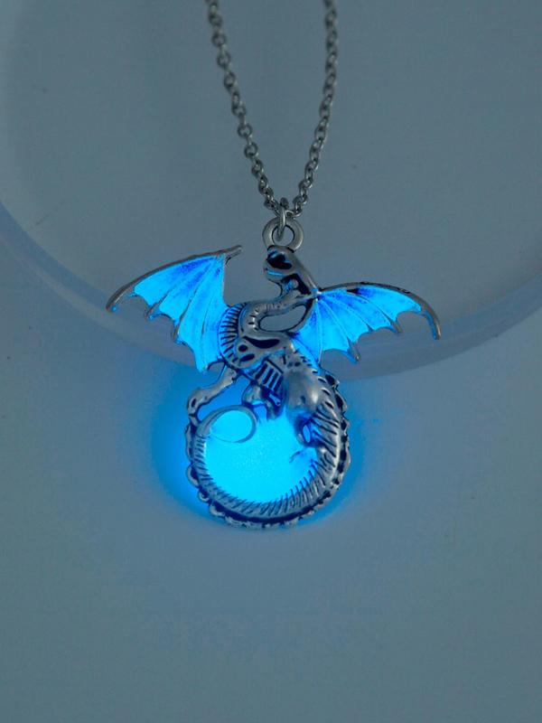 Luminous Dragon Design Pendant Necklace, Neck Jewelry for Party, Daily Clothing Decor, Trendy All-match Jewelry for Birthday Gift Back To School