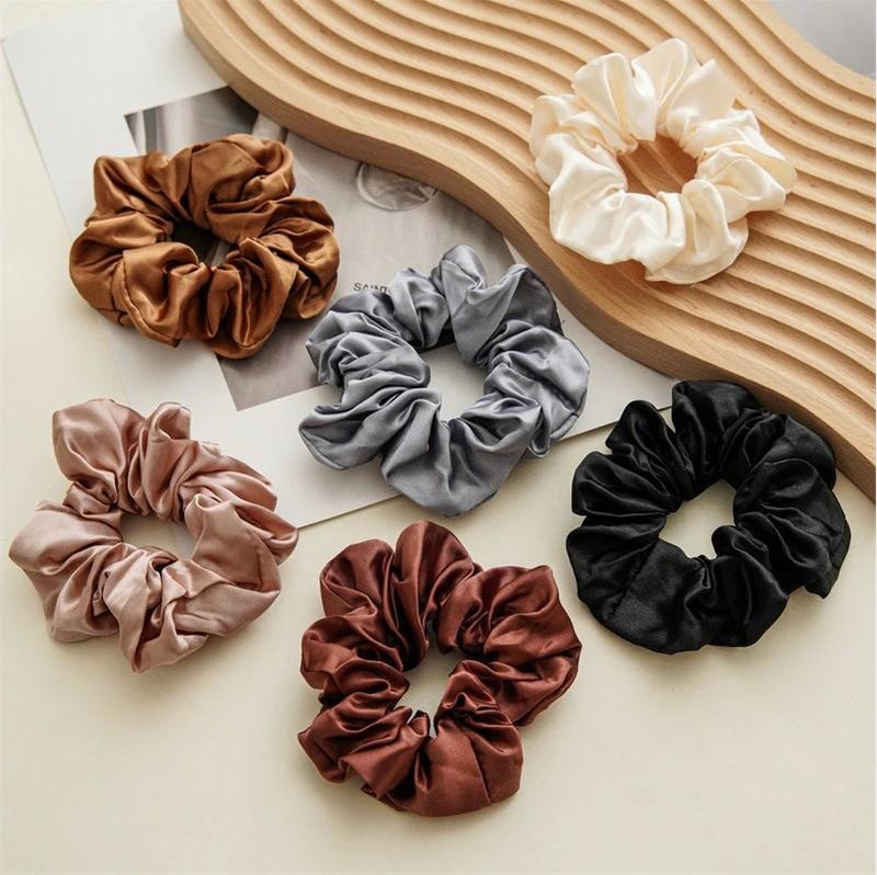 Satin Silk Scrunchies for Hair Big Hair Scrunchies Satin Hair Ties Ponytail Holder Hair Accessories