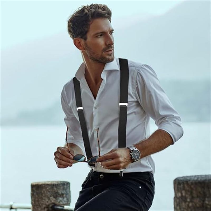 Suspenders and Bow Tie Set, Y Shape Suspenders With Clips Adjustable Buckle, Suspenders Women Men