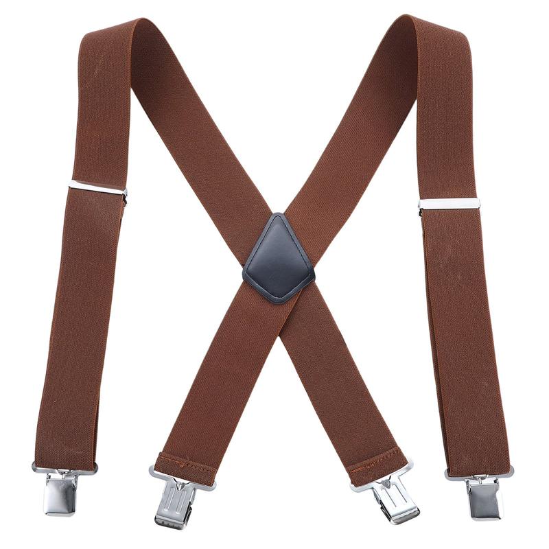 Men Utility Suspenders Adjustable Elastic - Heavy Duty 2 Inch Wide X Shape Strong Clip Suspender