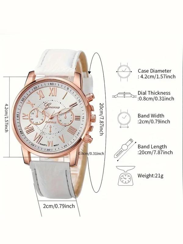 Women's Elegant Fashion Watch & Jewelry Set, Including Round Dial Watch & Bracelet & Necklace & Earrings, Trendy All-match & Exquisite Watch Set for Birthday Gift without Box