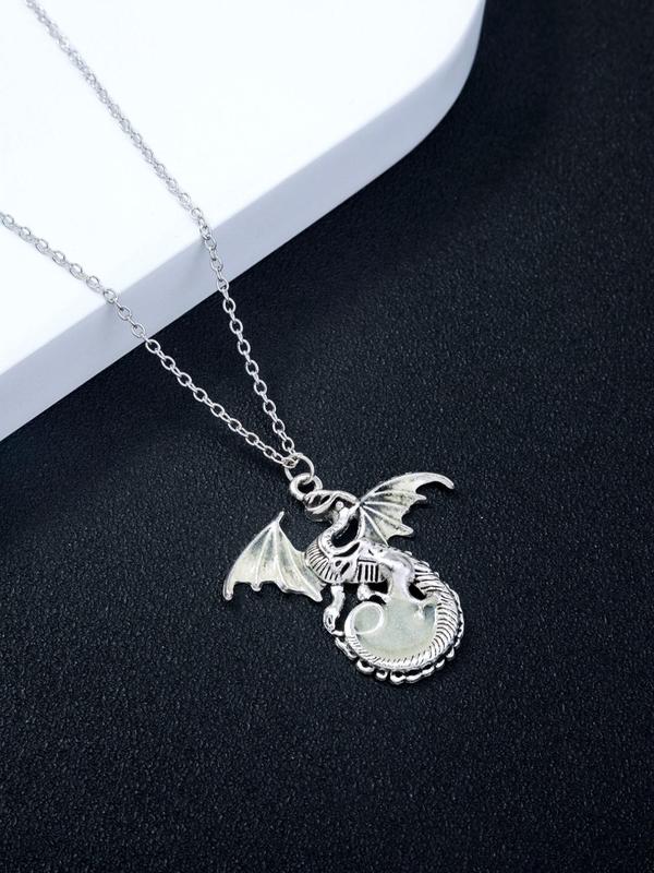 Luminous Dragon Design Pendant Necklace, Neck Jewelry for Party, Daily Clothing Decor, Trendy All-match Jewelry for Birthday Gift Back To School