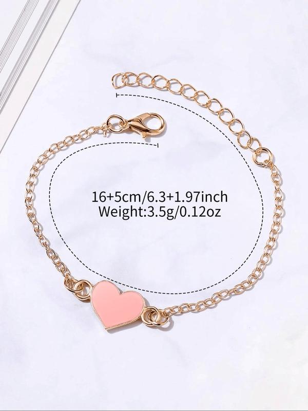 Women's Elegant  Round Dial Quartz Watch & Heart Charm Bracelet Set, without Box, Fashion Watch Set for Party, Daily Decor, Trendy Watch Set for Birthday Gift