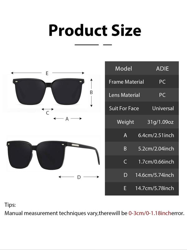 Fashion Tinted Lens Square Sunglasses for Summer, Outdoor Leisure Sports Cycling Driving Glasses for Men & Women, Travel Accessories, with Glasses Bag (Normal Lens Type)