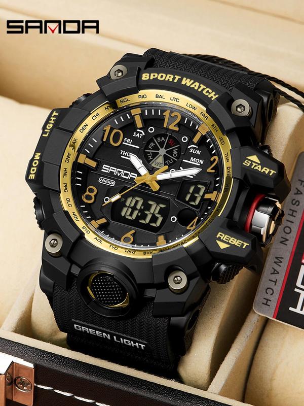 Men's Sportive Digital Watch, Fashionable Digital Watch with Luminous Dial & Alarm Mode, Trendy Watch with Digital Display for Men for Birthday Gift