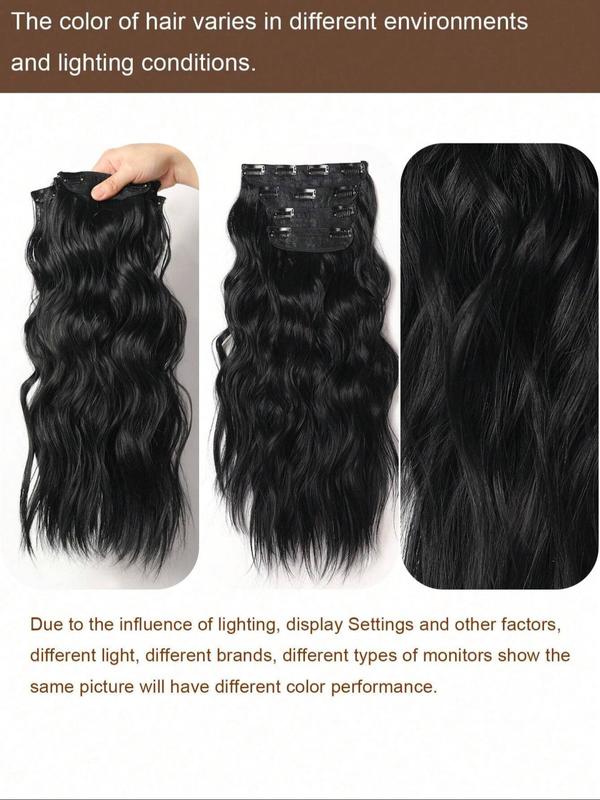 18 22 24 26 30 32 Inch Long Wavy Clip in Hair Extensions, Gorgeous Fluffy Highlight Hairpiece, Synthetic Fiber Hairpieces for Women