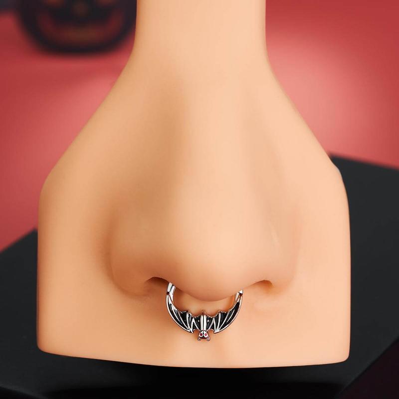 Oufer 16G Hanged Bat Septum Ring - Gothic Jewelry