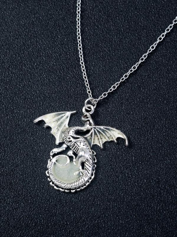 Luminous Dragon Design Pendant Necklace, Neck Jewelry for Party, Daily Clothing Decor, Trendy All-match Jewelry for Birthday Gift Back To School