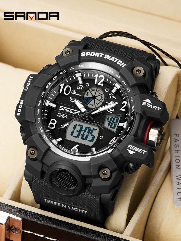 Men's Sportive Digital Watch, Fashionable Digital Watch with Luminous Dial & Alarm Mode, Trendy Watch with Digital Display for Men for Birthday Gift