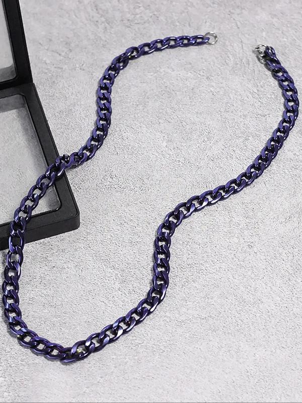 2pcs Men's Punk Style Chunky Chain Necklace & Bracelet, Fashion Jewelry for Party, Daily Clothing Decor, Trendy All-match & Exquisite Jewelry for Birthday Gift