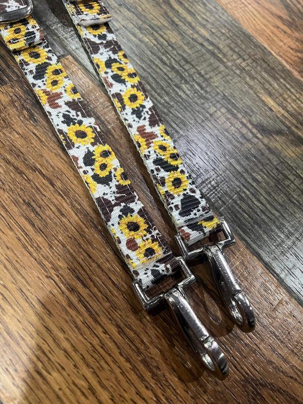 Cowhide and Sunflower Print Nylon One Ear Headstall