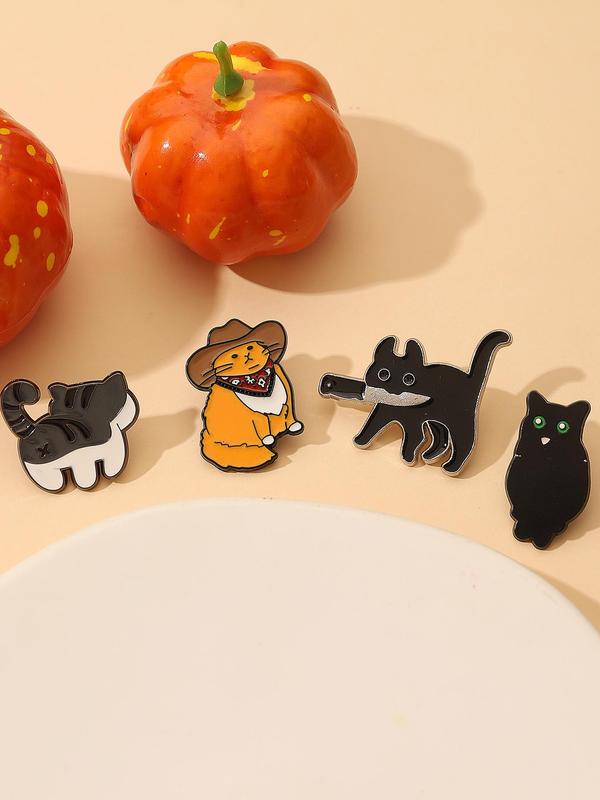 Cute Cartoon Cat Design Brooch, Enamel Pin Suitable for Backpacks, Jeans, Scarves, Hats Decoration, Trendy All-match & Exquisite Brooch for Birthday Gift