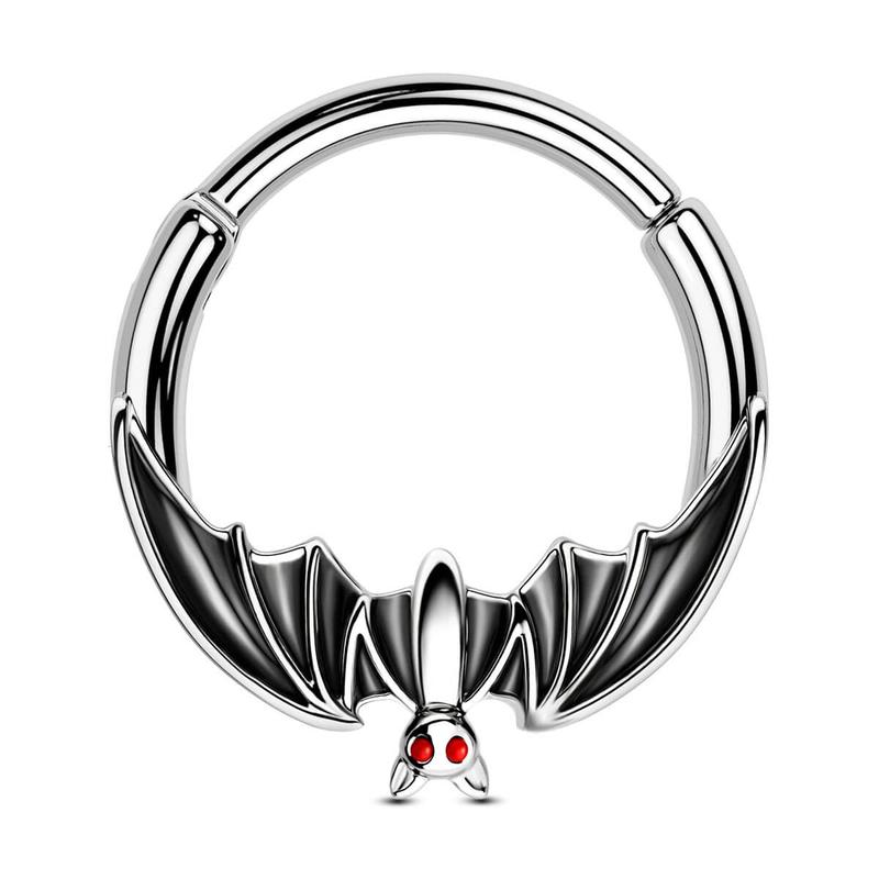 Oufer 16G Hanged Bat Septum Ring - Gothic Jewelry