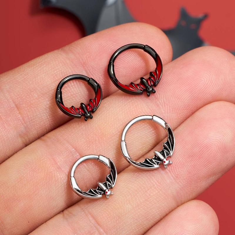 Oufer 16G Hanged Bat Septum Ring - Gothic Jewelry