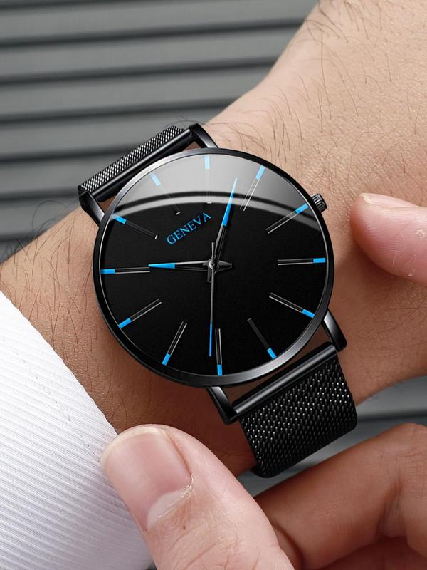 Men's Business Minimalist Round Dial Watch, Trendy Classic Wristwatch, Chic All-match Accessories As Gift for Boyfriend