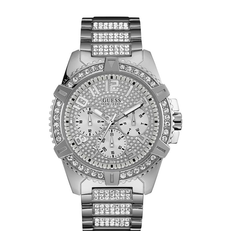 GUESS Male Silver-Tone Multifunction Watch