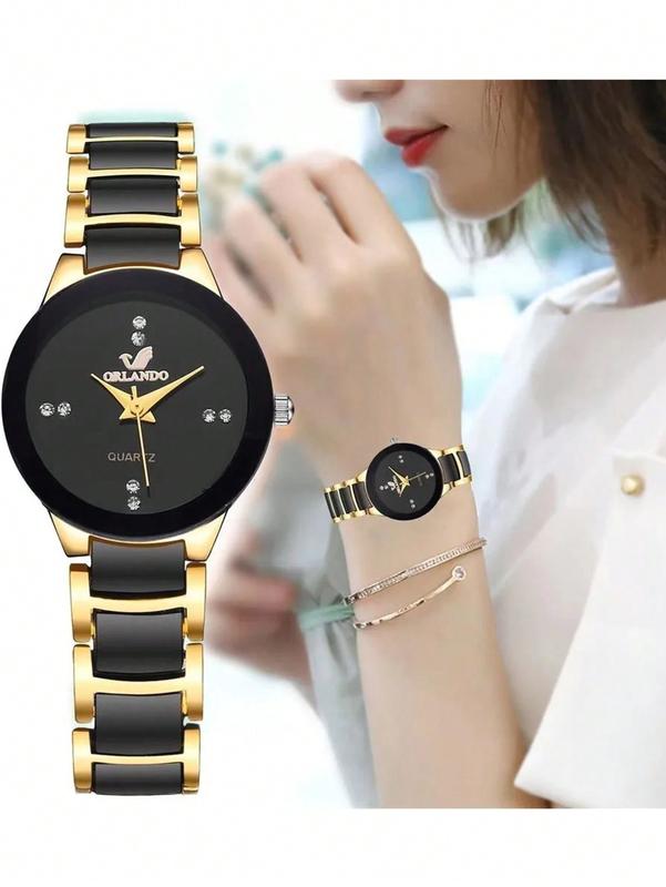 Fashion Rhinestone Women's Watch with Stainless Steel Band - Quartz Movement for Daily Wear