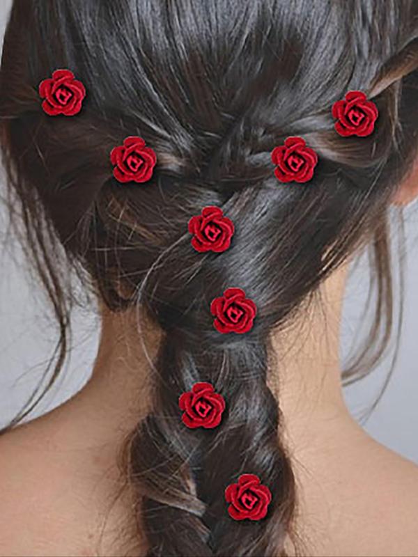 Women's Elegant Rose Flower Design Hair Clips As Gift, Fashionable Hair Accessories for Women & Girls, Minimalist Headwear Suitable for Thick Hair, Fashion Hair Accessories for Party, Daily Clothing Decor