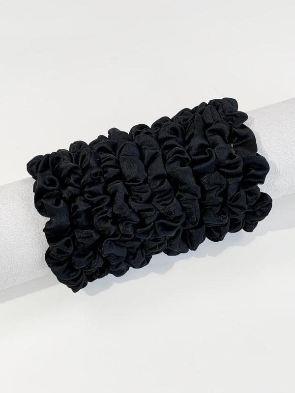 10pcs Solid Color Ruched Satin Scrunchie, Simple Casual Hair Tie for Women, Minimalist Ponytail Holder for Daily Used