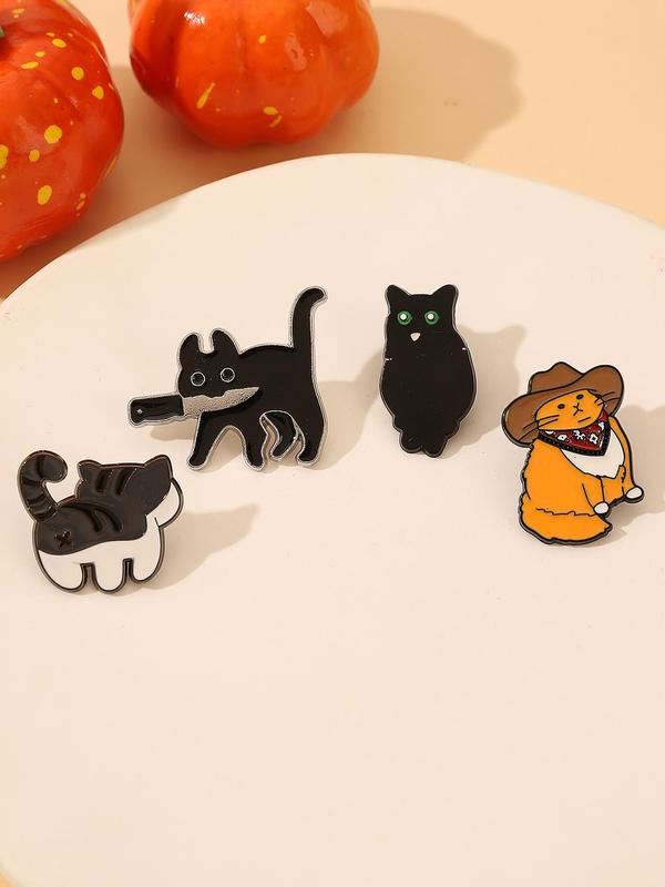 Cute Cartoon Cat Design Brooch, Enamel Pin Suitable for Backpacks, Jeans, Scarves, Hats Decoration, Trendy All-match & Exquisite Brooch for Birthday Gift