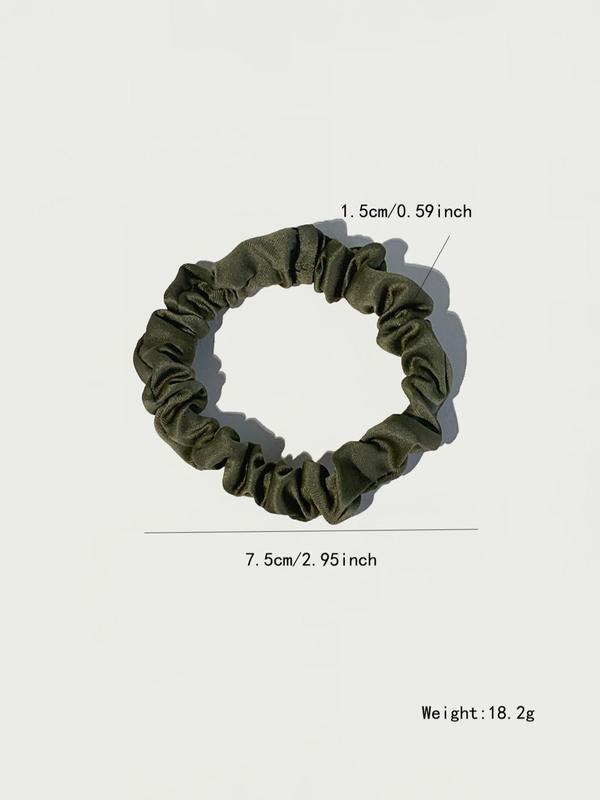 10pcs Solid Color Ruched Satin Scrunchie, Simple Casual Hair Tie for Women, Minimalist Ponytail Holder for Daily Used