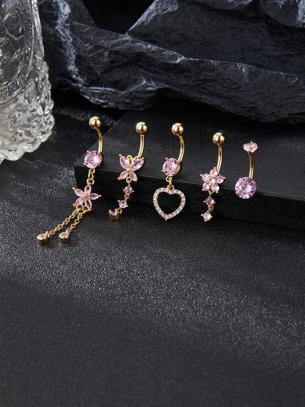 Women's Elegant Rhinestone Decorated Belly Rings, Fashion Jewelry for Party, Daily Clothing Decor, Trendy All-match & Exquisite Jewelry for Birthday Gift