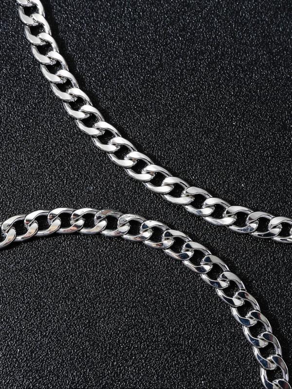 2pcs Men's Punk Style Chunky Chain Necklace & Bracelet, Fashion Jewelry for Party, Daily Clothing Decor, Trendy All-match & Exquisite Jewelry for Birthday Gift