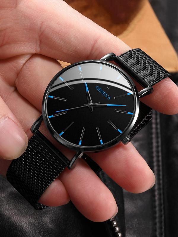 Men's Business Minimalist Round Dial Watch, Trendy Classic Wristwatch, Chic All-match Accessories As Gift for Boyfriend