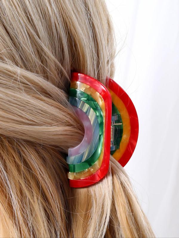 LGBT Pride Colorful Rainbow Stripe Design Hair Claw for Women, Creative Nonslip Hair Claw, Fashion All-match Hair Accessories for Women & Girls, Chic Gift