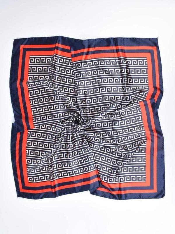 Women's All Over Print Square Scarf, Fashionable Geometric Print Bandana for Daily Wear, Casual Soft Comfortable Scarf for Women