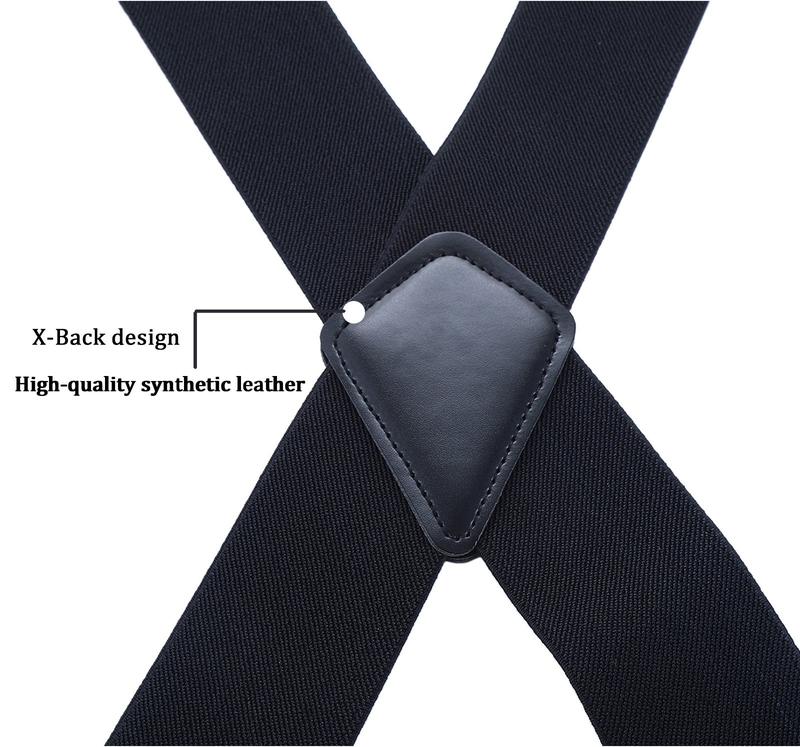 Men Utility Suspenders Adjustable Elastic - Heavy Duty 2 Inch Wide X Shape Strong Clip Suspender