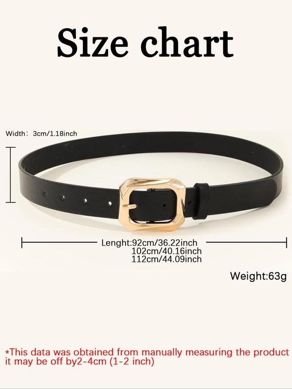 Women's Fashionable Square Buckle Belt, Casual Waistband for Jeans & Dresses, Trendy All-match & Exquisite Belt for Birthday Gift