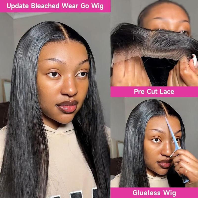 Brazilian Human Hair Wig Straight Glueless Wig Wear and Go 5x5 6x4 HD Transparent Lace Closure Wigs Pre Cut Lace Wig Bling Hair On Sale 180% Density