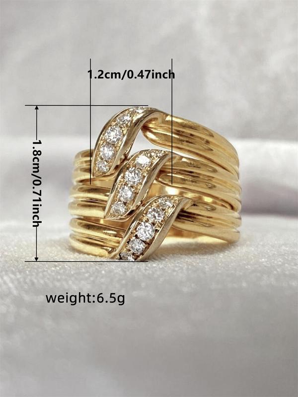 Elegant Rhinestone Decorated Copper Ring,  Fashion Accessories For Women, Wedding Engagement Party Jewelry Gift