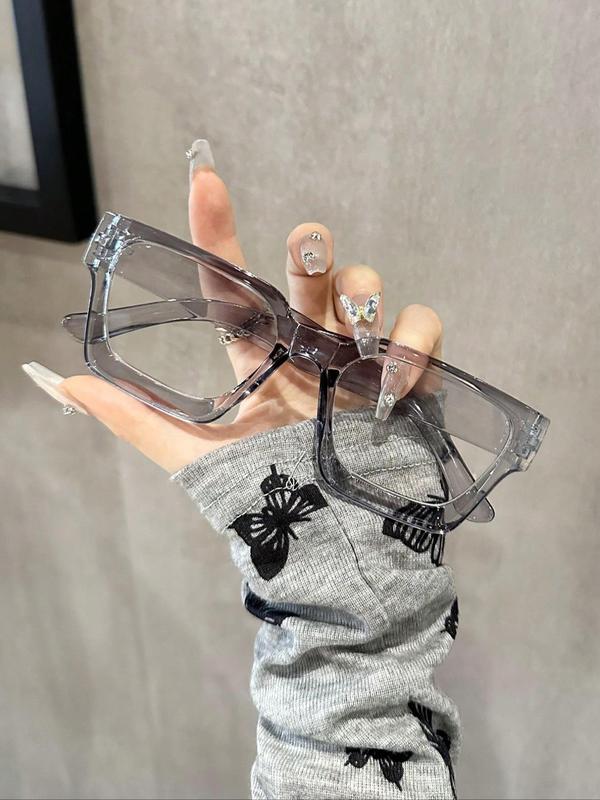 Unisex Simple Style Plain Color Square Frame Eyeglasses, Casual Trendy Eyeglasses for Everyday Use, Fashion Accessories for Outdoor Activities