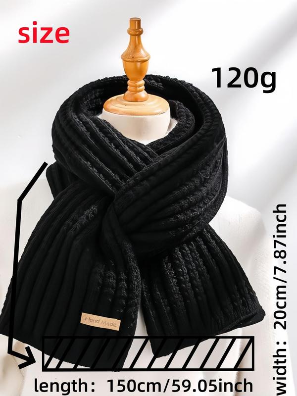 Women's Solid Color Knitted Scarf, Casual Soft Warm Long Shawl for Fall & Winter, Fashion Accessories for Women & Girls